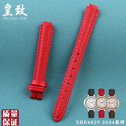 适配卡西欧SHEEN系列蜥蜴s纹真皮表带SHE-4029SHE-3034女凸口表