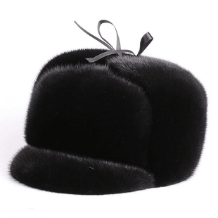 八路帽中老年进口水貂皮帽男整貂护耳雷锋帽老头帽貂毛护耳棉帽