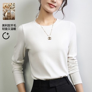 打底衫 小圆领长袖 天丝面膜亲肤舒适宽松薄款 t恤女2025秋季 潮 新款