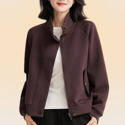 空气层拉链卫衣女秋冬季加绒加厚高级感显瘦立领热暖绒夹克外套潮