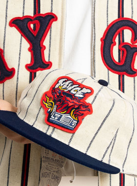 MYGE&EBBETS FIELD FLANNELS 复古条纹羊毛平檐棒球帽