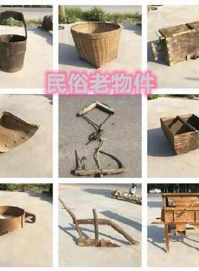 箩筐收音机摆件？录音机马灯手提灯铁楸老锄头农耕工具展示老物件