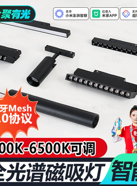 已接入米家APP磁吸轨道灯mesh2.0智能全光谱嵌入式涂鸦泛光格栅灯