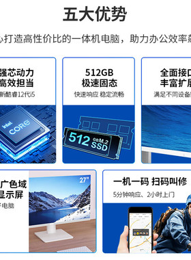 AOC AIO大师926 23.8英寸高清办公台式一体机电脑(11代i5-11260H