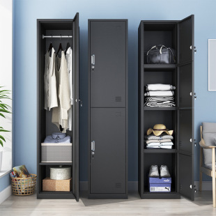 家用单门更衣柜铁皮柜带锁日常衣帽收纳储物柜家用收纳鞋 柜1.8m