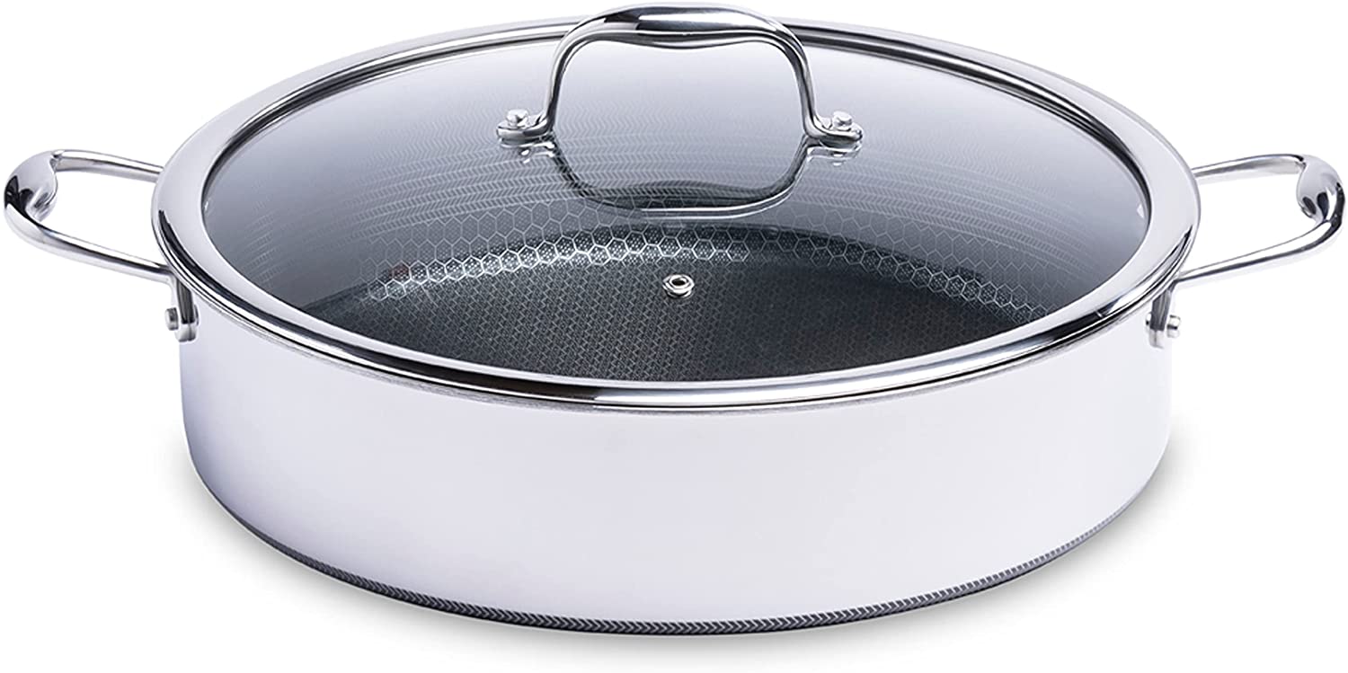 美国代购HexClad  Hybrid Deep Sauté Pan 不粘锅深煎锅7夸脱