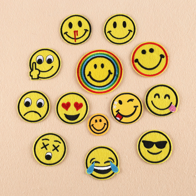 Emoji表情布贴补丁贴布衣服牛仔裤子时尚修补贴花doge刺绣笑脸贴