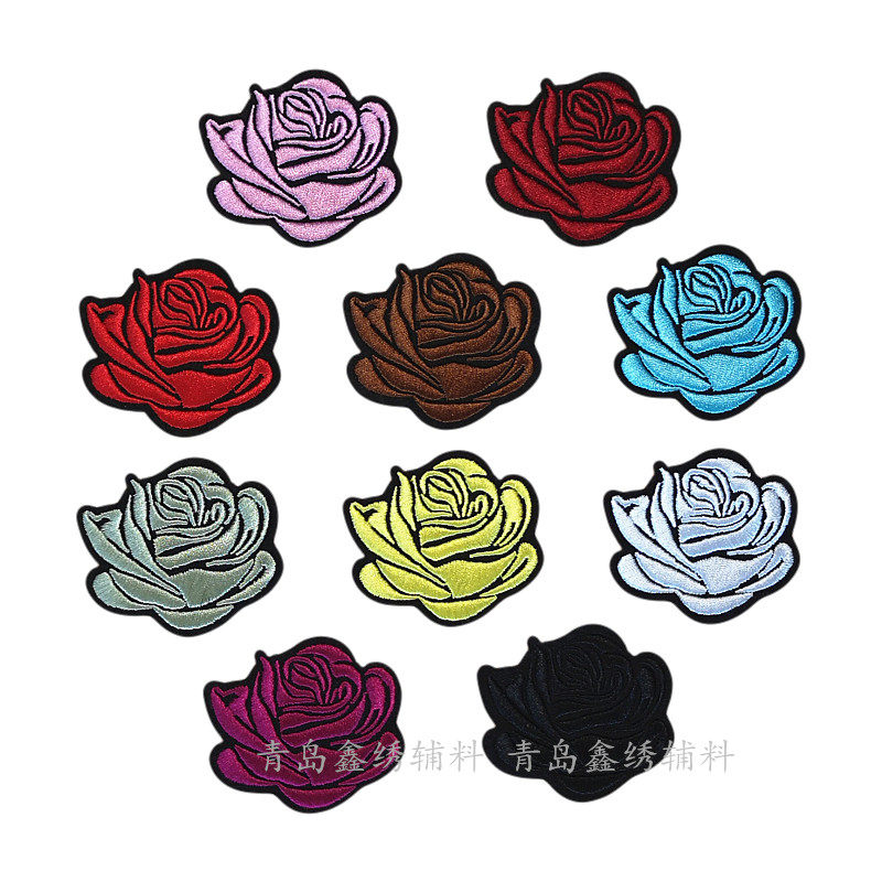 玫瑰花标多色服羽绒标志布贴时尚刺绣衣服贴补丁贴破洞修补贴小号