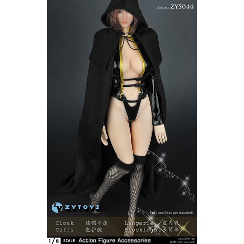 现货 ZYTOYS ZY5044 1/6兵人衣服 女式连帽斗篷 性感开胸大衣套装