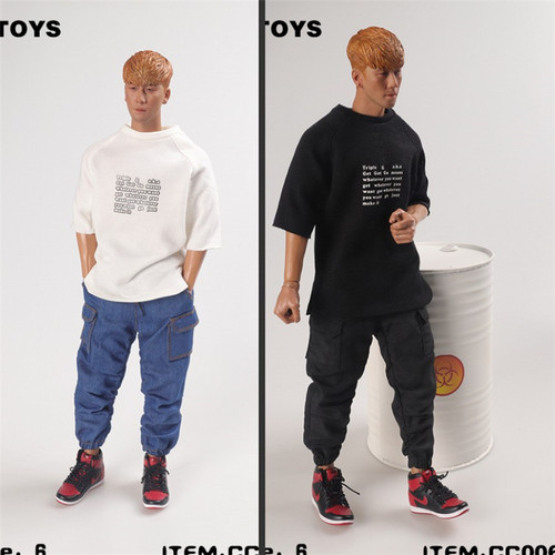 现货 CCTOYS 1/6兵人服饰 CC006 潮流韩版T恤上衣 宽松印花T恤