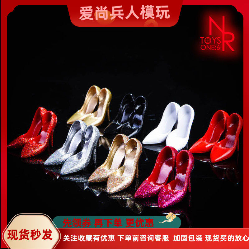 NRTOYS 1/6女兵人偶 高跟鞋 水晶鞋 NR12 适合1/6包胶女素体现货