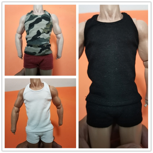 现货 1/6 男兵人衣服 运动背心短裤套装 12寸兵人模型配件