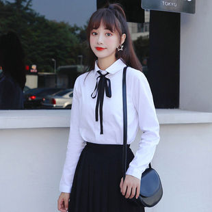 衬衣女蝴蝶结宽松系带韩版学生学院风工作职业长袖领带正装白衬衫