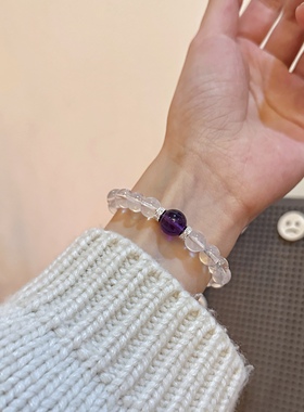 叶优里独家原创乌拉圭8A紫水晶7A蓝针手串纯银S925镶钻隔珠收藏级