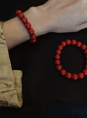 叶优里天然红砂高含量96%正红朱砂本命年朱砂手串男女转运链