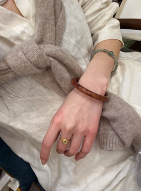 叶优里雷击枣木整木一体原木道家法器手环手镯古风手镯