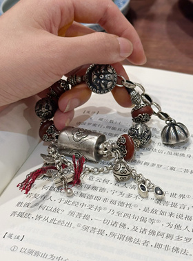 叶优里纯银S925醒狮锁头原创设计手链女复古轻奢国风新中式手链