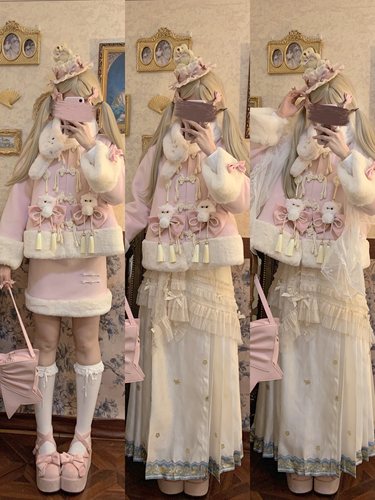 粉米色毛呢汉洋折衷Lolita外套