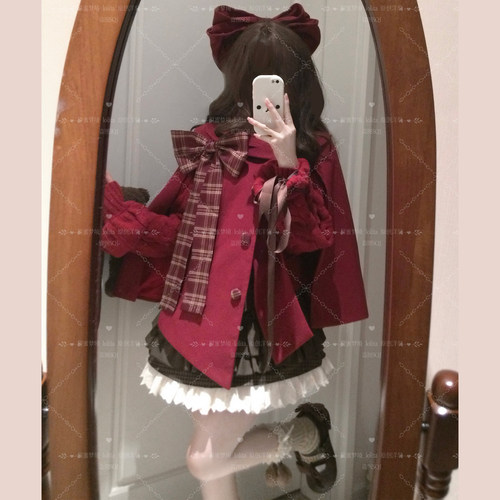 圣诞红色斗篷甜蜜梦境Lolita