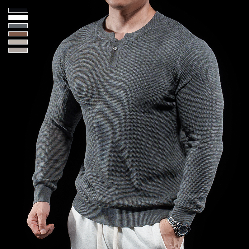 圆领套头修身百搭长袖休闲男士