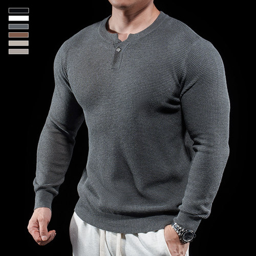 圆领套头修身百搭长袖休闲男士