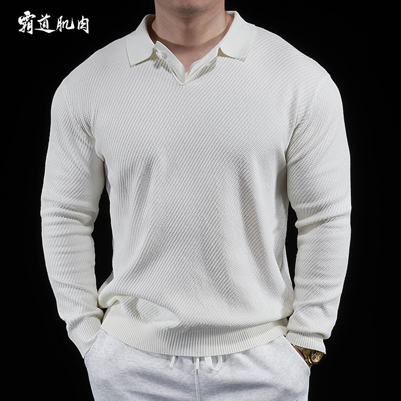 POLO衫翻领内搭长袖针织衫