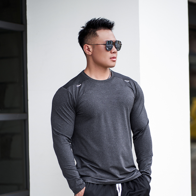 霸道肌肉长袖男运动T恤