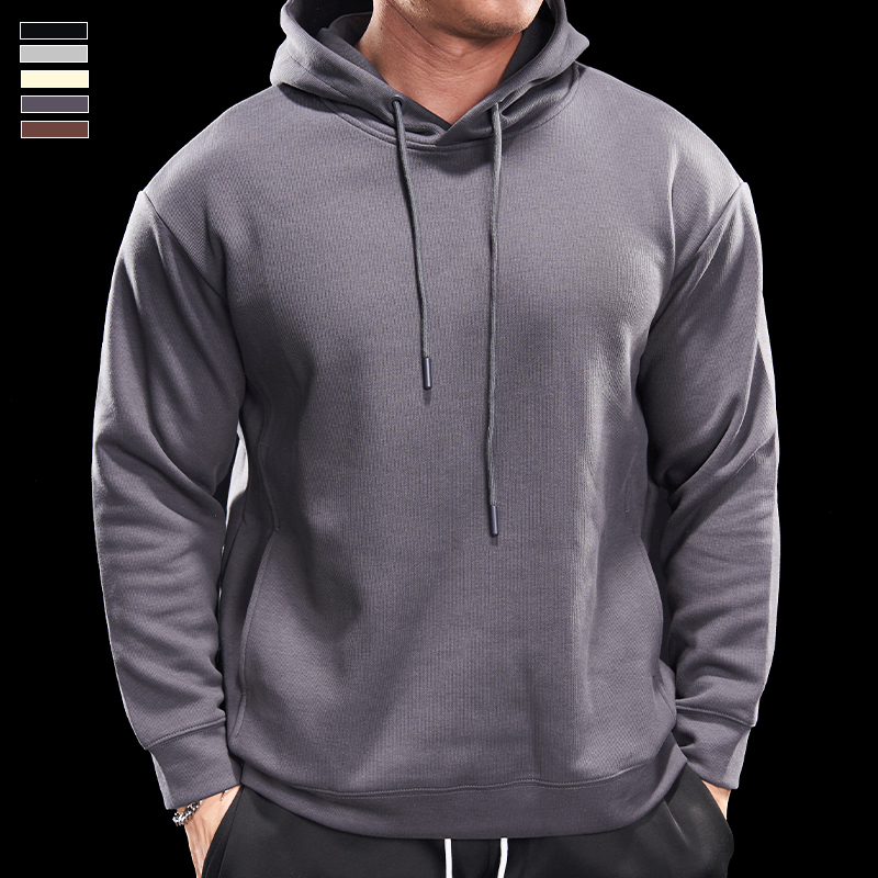 霸道肌肉秋季新款运动健身房卫衣男长袖休闲宽松连帽套头跑步帽衫