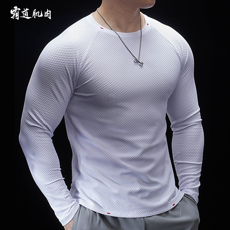 霸道肌肉 速干男士健身衣长袖T恤男透气网眼弹力运动训练服教练,运动服/休闲服装,健身衣,淘宝优惠券,粉丝福利购,淘宝优惠卷