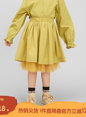 播broadcute童装半身裙秋季新款女童纯棉松紧腰身A字版型KGQ3B420