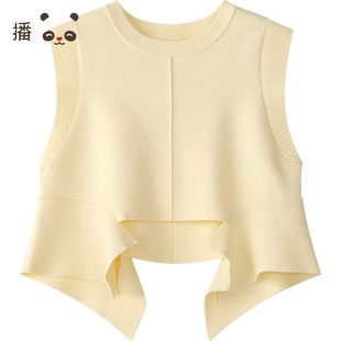 播broadcute童装2024早秋新款男女童马甲圆领设计背心KGR3MD0064