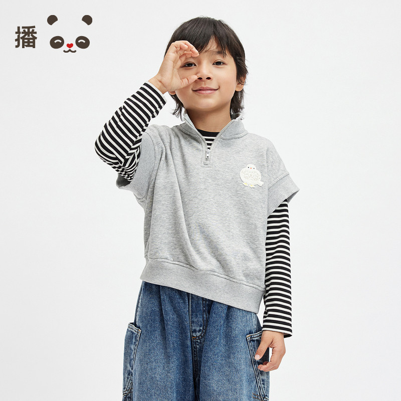 播broadcute童装儿童马甲男女童套头拉链坎肩背心外搭上衣春秋图片