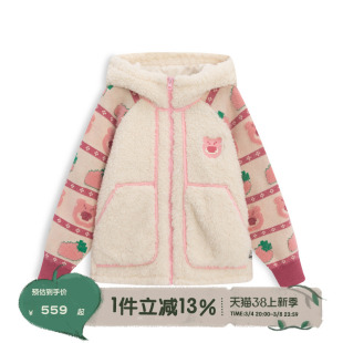 新款 保暖棉衣KGQ4W557 羊羔毛外套女童2023冬季 播broadcute童裝