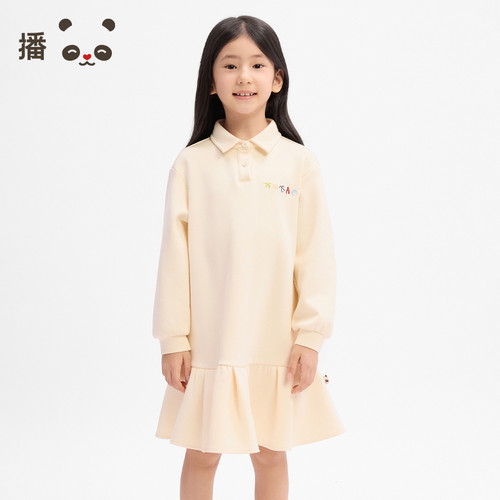 舒适polo领原创图案卫衣连衣裙