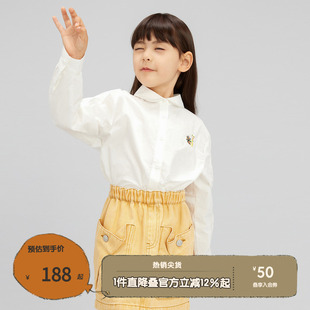 KEQ3C460 娃娃领单排扣全棉衬衫 播broadcute童装 男女童波浪型袖