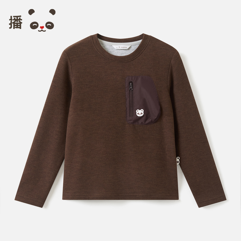 简约立体装饰口袋圆领套头卫衣