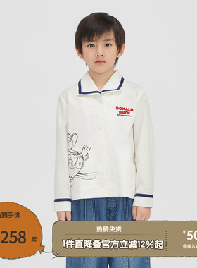 broadcute播童装唐老鸭联名系列海军领拼色全棉衬衫KER1C777