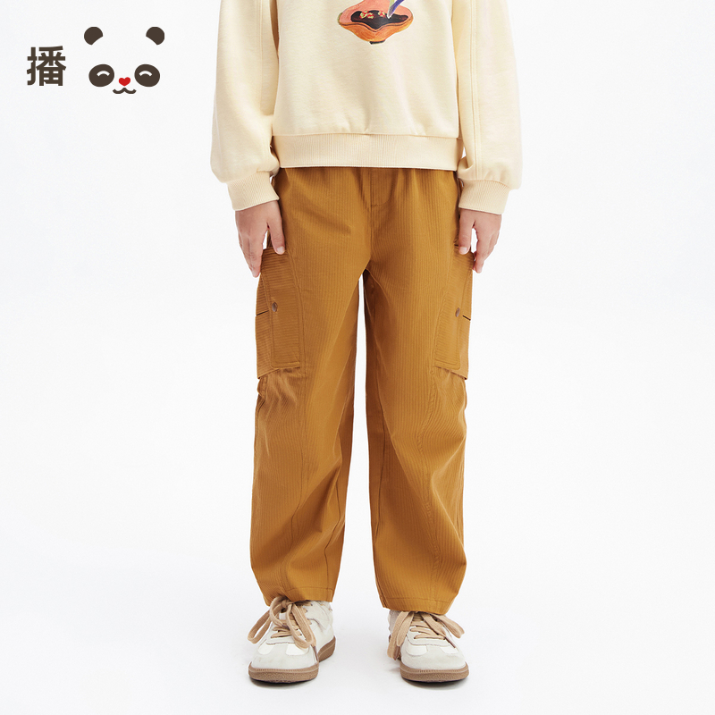播broadcute2025春新品野外探险休闲100%棉长裤男童KBS1KD0445