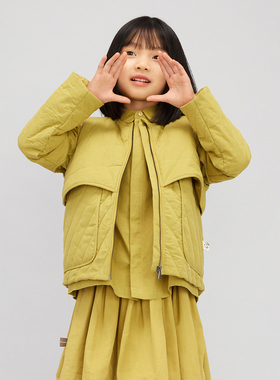 播broadcute童装棉服秋季新款儿童圆领休闲女童KEQ3P412