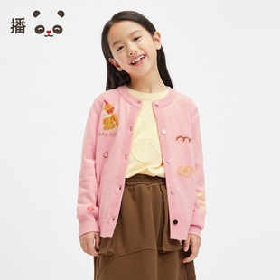 播broadcute童装甜美文艺范舒适百搭开衫毛衣/针织衫KGR3UD0060