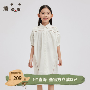 衬衫 女童蝙蝠袖 裙KGR2L934 连衣裙2024春夏新款 播broadcute童装