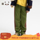 裤 播broadcute童装 复古文艺撞色拼接橡筋腰合体直筒裤 子KEQ2K133