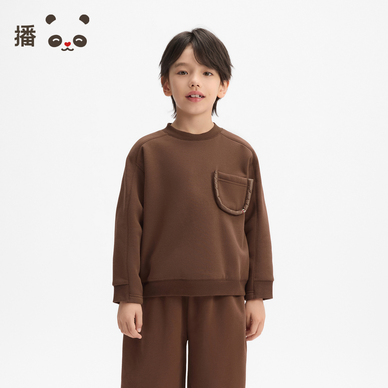 百搭立体装饰口袋圆领套头卫衣