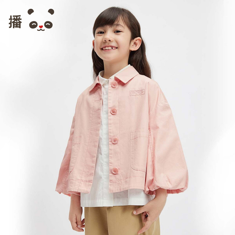 播broadcute童装儿童夹克女童灯笼袖设计上衣外套薄款春秋图片