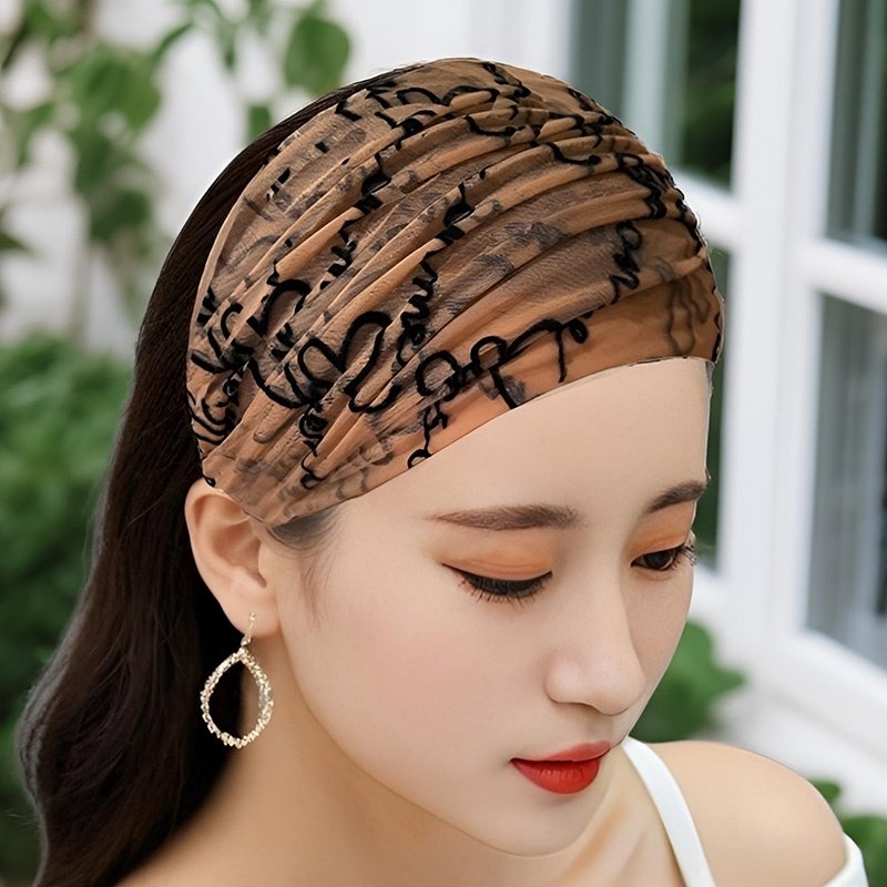 宽边时髦发带护额女外出运动洗脸遮白发头饰遮盖头巾头套发箍发卡