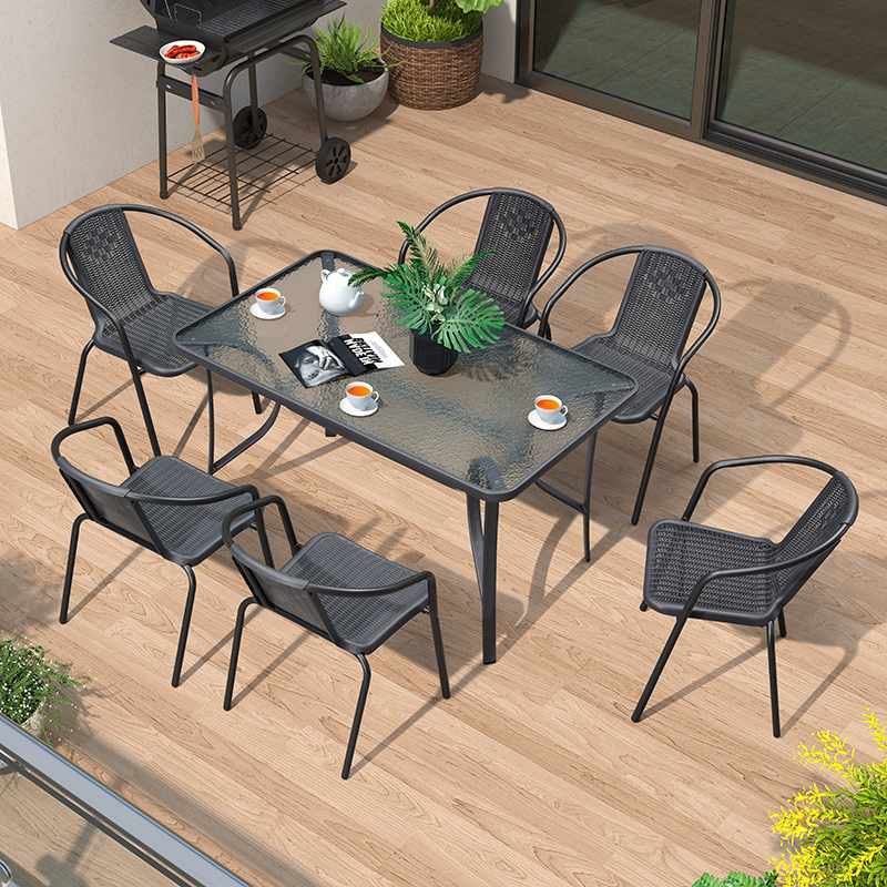 户外桌椅阳台室外休闲桌椅组合露天院子庭院桌椅带伞防晒藤椅茶几