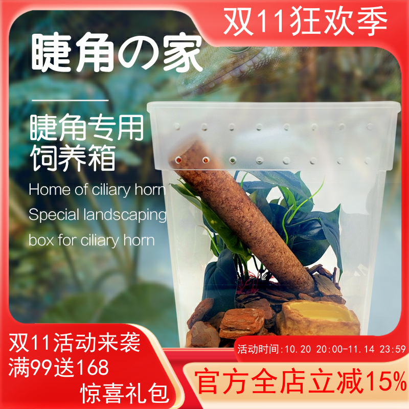 睫角R属守宫爬宠入门版饲养盒树晰进阶版饲养箱套装景观环境布置