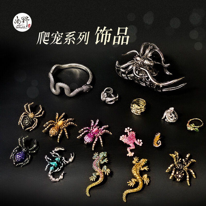 爬宠周边饰品戒指变色龙胸针爬虫装饰品角蛙青蛙戒手镯手环项链