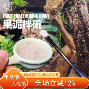 DH睫角守宫R属守宫巨人果泥食盆爬宠拌食陶瓷小碗爬虫喂食搅拌棒