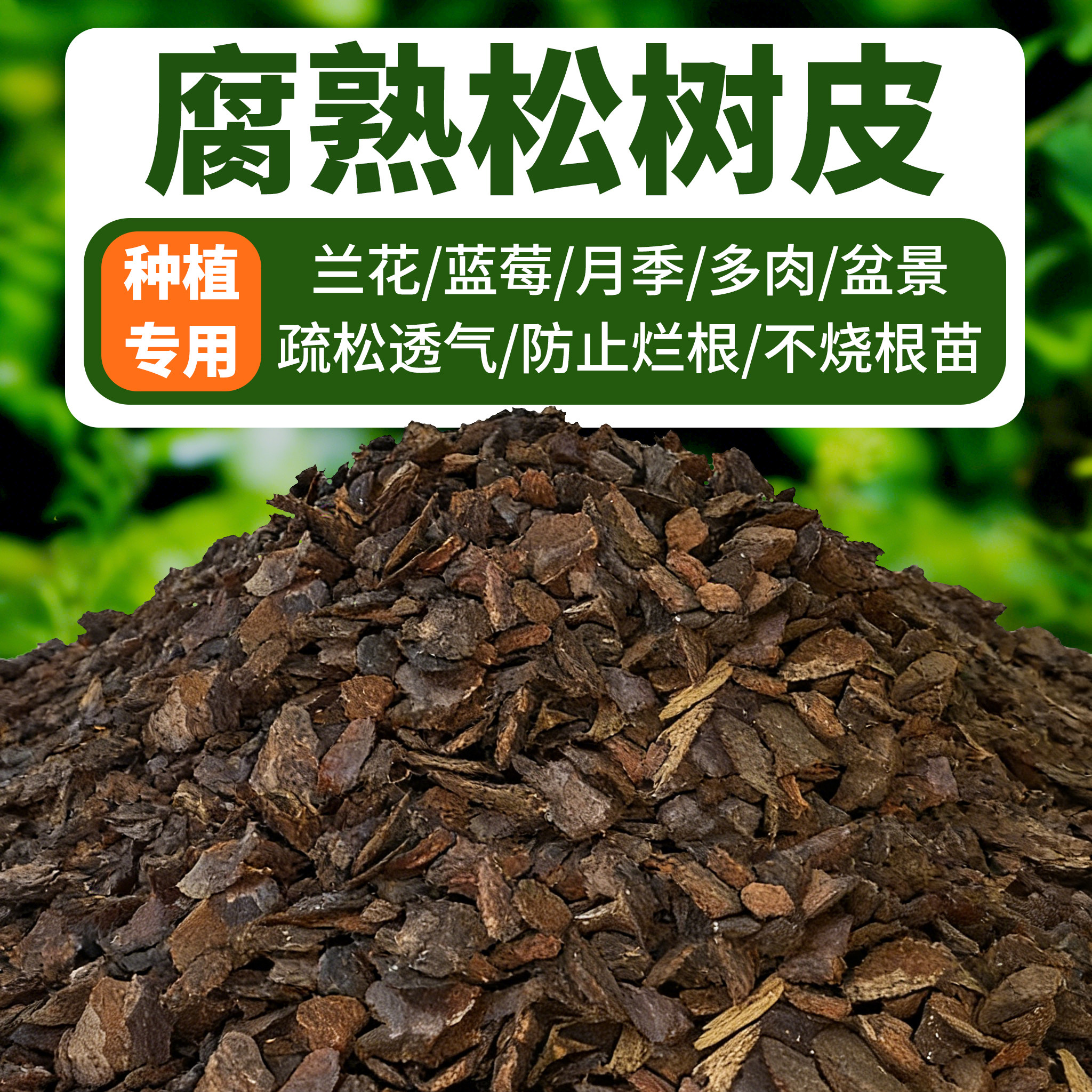 发酵腐熟松树皮颗粒松麟大块兰花蝴蝶兰专用蓝莓月季专用种植物土